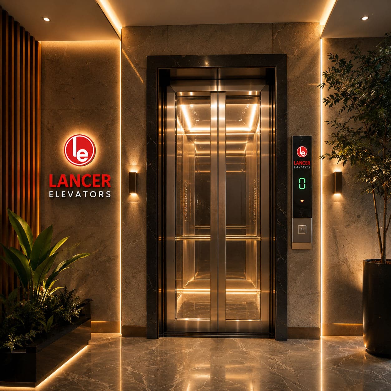 Modern elevator cabin interior by Lancer Elevators